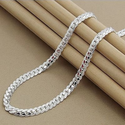 925 Sterling Silver 6mm Side Chain 8/18/20/22/24 Inch Necklace For men