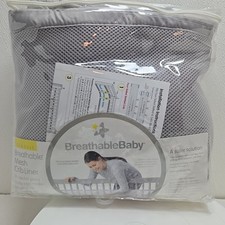 Crib Liner Gray Brand Fits Most Cribs Baby Breathable Mesh