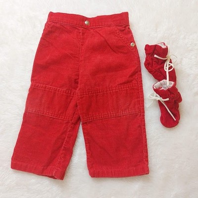 Vintage Red Corduroy Pants 12M W/ Booties Stone Apparel  USA Made