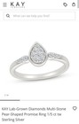 Kay Jewelers Lab-Created Pear Diamond Promise Ring 0.20-0.24ct 925 Sz 6.75 — photo 3