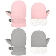 Toddler Mittens Baby Mittens Winter Waterproof 6-24 Months 2 Pairs Grey  Pink