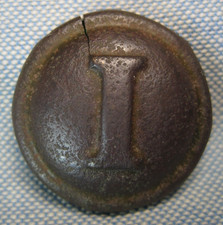 Dug Civil War CS Infantry Block "I" Coat Button from Richmond-E.M. Lewis