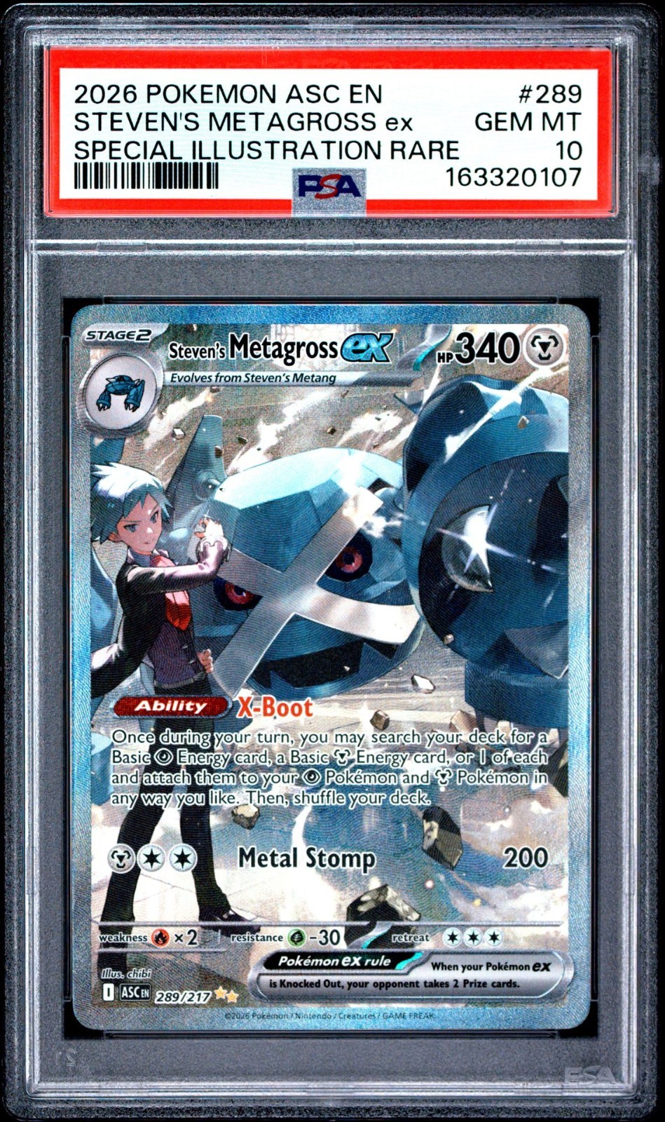 PSA 10 STEVEN'S METAGROSS EX 289/217 SIR ASCENDED HEROES POKEMON 😍