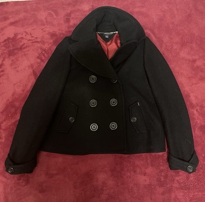 Black Wool Tommy Hilfiger Double Breasted Peacoat