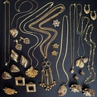VTG Estate Jewelry Lot 80s Costume Gold Tone Earrings Signed Napier Necklace
