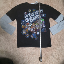 Kids Super Mario Long Sleeve T Shirt X-Large Black Gray 100 Cotton yr 2010