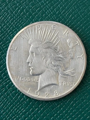 Key Date 1928 P Peace Dollar AU detail