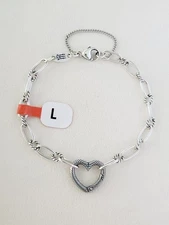 New James Avery Changeable Heart Charm Bracelet, Size Large