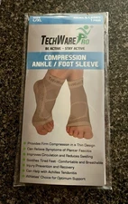 TechWare Pro Compression Ankle Foot Sleeve Beige. Size L/XL Unisex BRAND NEW