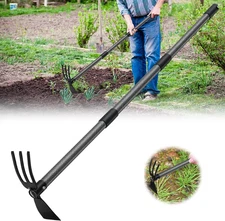 Hoe and Cultivator - 45” Long Handle - Heavy Duty Garden Hoe Tiller, Standing Ho