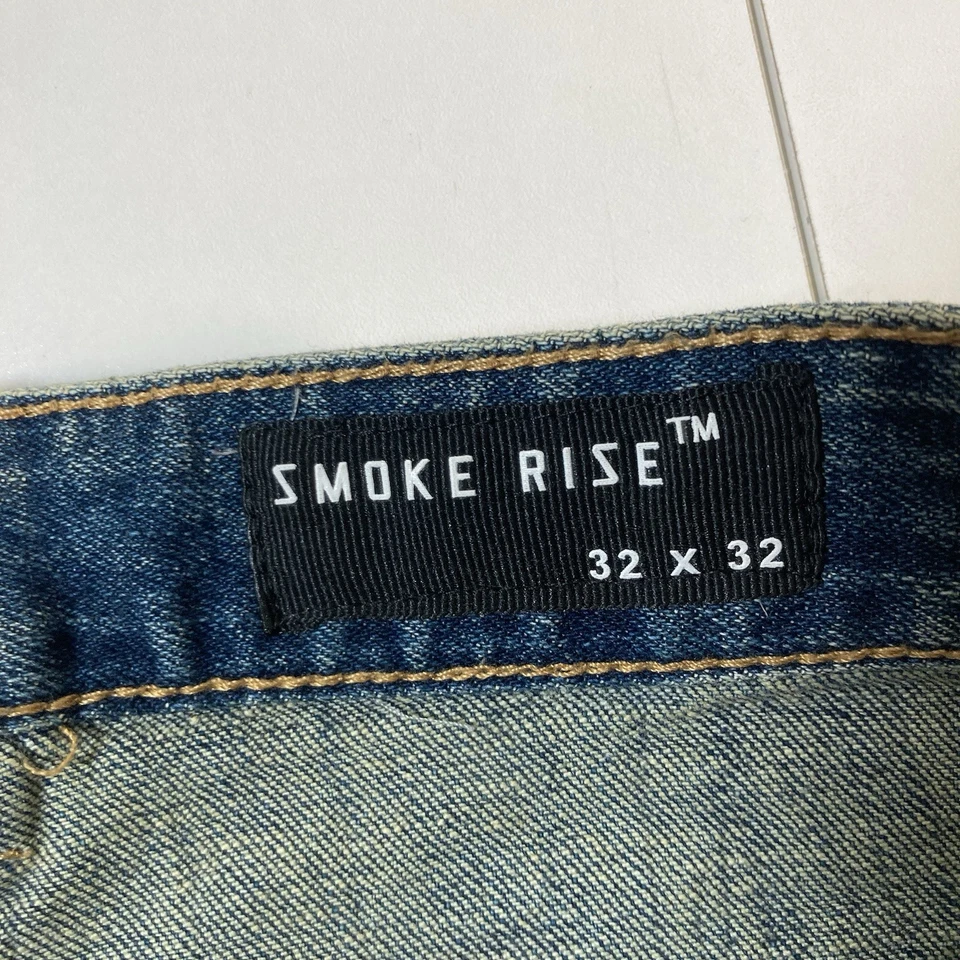 Pantalones de mezclilla Smoke Rise para hombre 31x32 azul desgastado carga motociclista utilitarios hip hop años 90 Y2K Foto 4 de 4