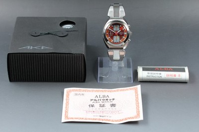 Vintage 1996 SEIKO ALBA V657-6030 Red Chronograph Mens Qz Watch Near MINT JAPAN