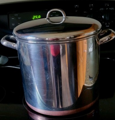 Vtg 12 QT Revere Ware Copper Clad Stock Pot ~ Rome NY 1974-1986