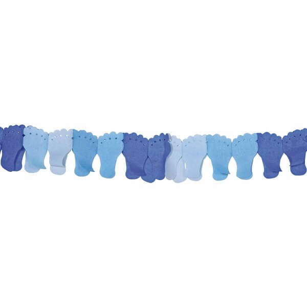 Papiergirlande Füße blau, Partydeko