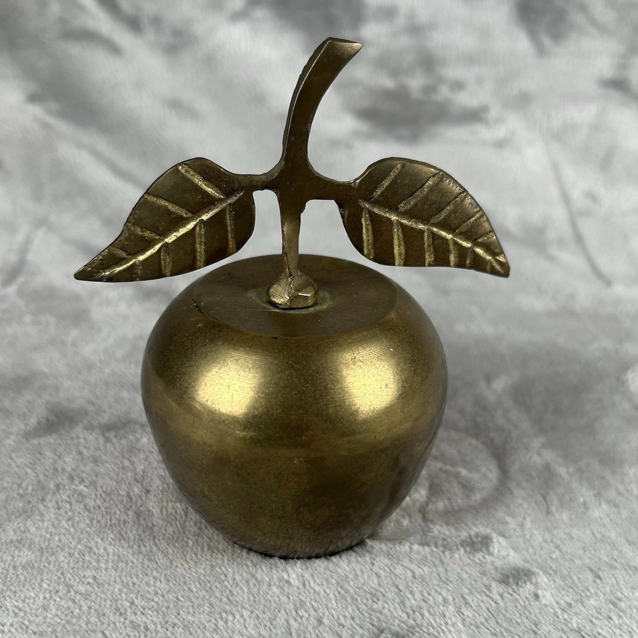 Vintage Brass Apple Bell Two Leaves Handle Teacher Cottagecore Lots Of Patina