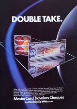 1984 MASTERCARD Traveler's Cheques Double Take. So Welcome. Vintage PRINT AD