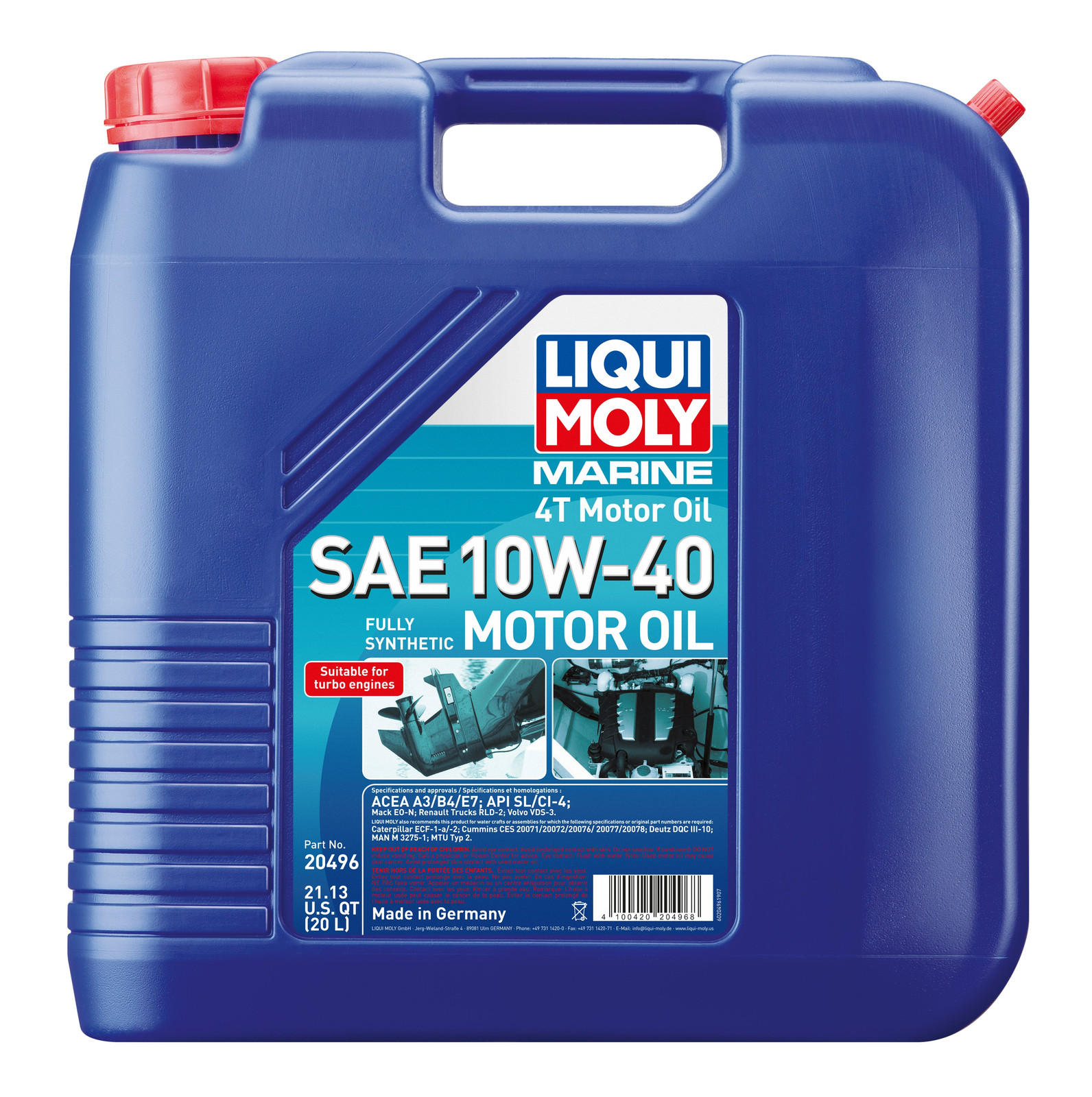 LIQUI MOLY Marine 4T Motor Oil SAE 10W-40 1L 20496 Boat Engine Oil