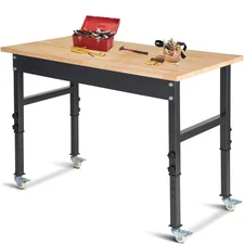 48" Adjustable Work Bench, Workbench Heavy-Duty Work Table for Garage, Workshop