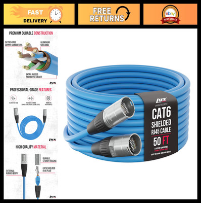 50ft Shielded CAT6 Ethercon Cable - Professional Audio RJ45, Studio-Grade Sound,