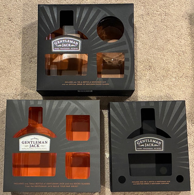 3 different Gentleman Jack Daniels boxes and inserts (no bottle or glasses)
