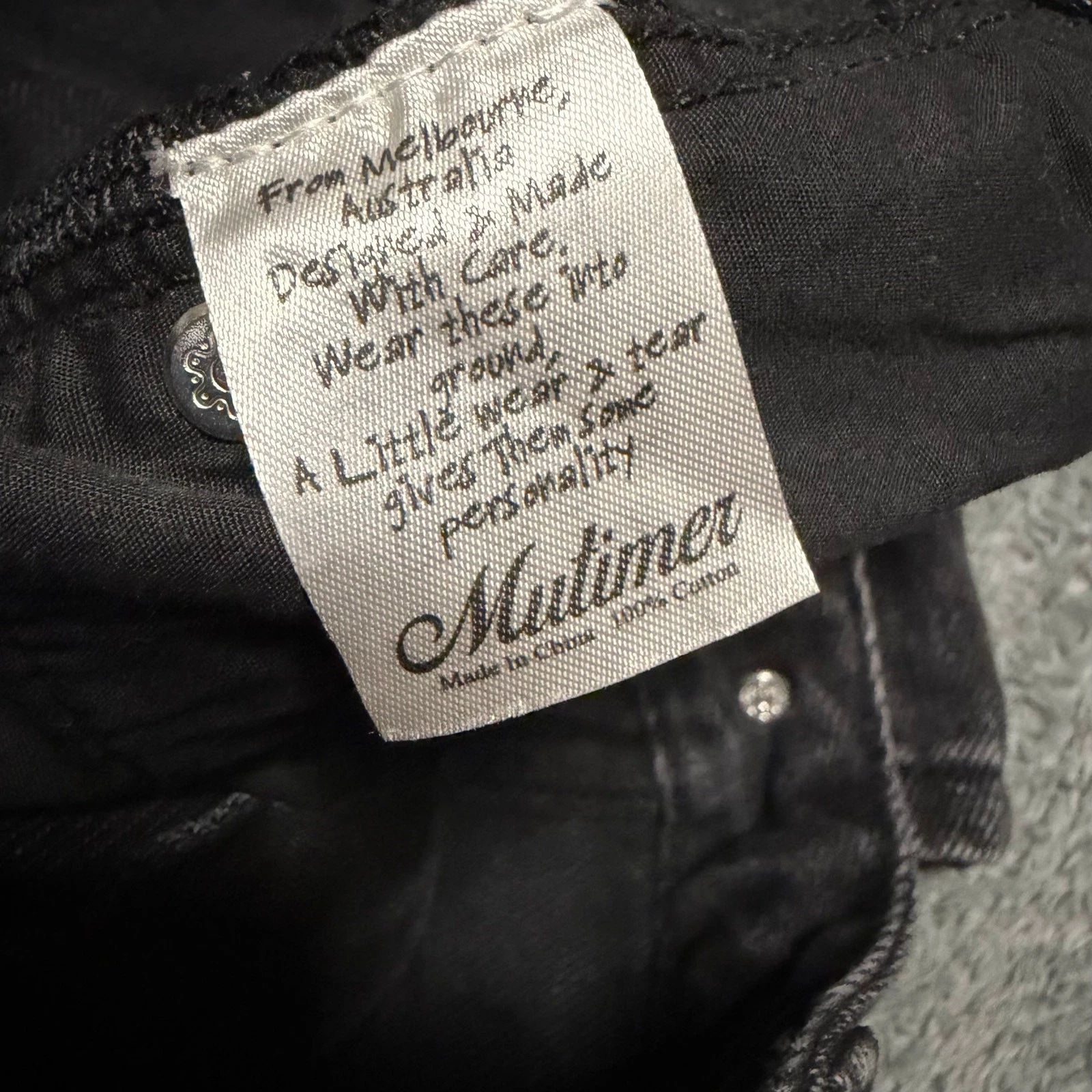Mutimer Jeans Mens 34 x31.5 Black Dark Wash Baggy Wide-Leg Relaxed Fit - product detail image 7