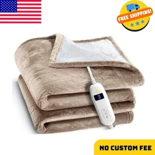 Heated Blanket, Machine Washable Extremely Soft & Comfortable-Beige, 50 x 60
