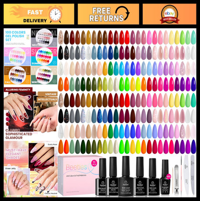 110 PCS Gel Nail Polish Set - 100 Colors, Base & Top Coats, Soak Off UV Gel for
