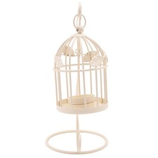 3X(Portacandele in Metallo con Gabbia Scavata per Uccellini, Luce a Gancio Vintage7204