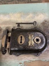 Old rim lock Vintage Antique Door Knobs With Keep Handles Reclaimed Victorian