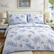 WELCHOME - COMPLETO LENZUOLA MARINO CORALLO BLU - 100% COTONE MADE IN ITALY