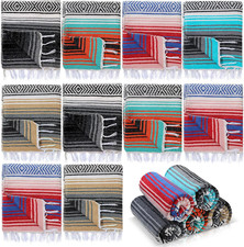 10 Pieces Mexican Blanket Bulk Authentic Woven Yoga Blanket Large Picnic Camping