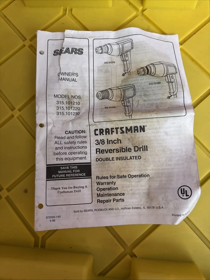 Broca reversível vintage Sears Craftsman 3/8 polegadas velocidade variável - Imagem 4 de 4