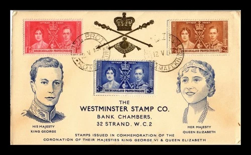 Dr Jim Stamps 1937 Bechuanaland Protectorate King George VI Coronation 3v FDC