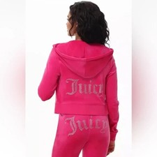 Juicy Couture Velour Tracksuit Set Pink Party with Rhinestones NWT 199
