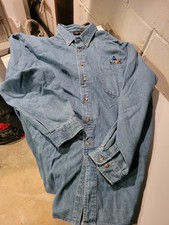 Vintage America Online Shirt Mens XXL Denim Button Up Long Sleeve AOL Dark Blue