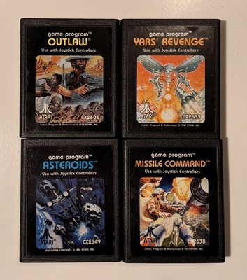 4 Atari 2600 Spiele Outlaw missile command Asteroids Yars R. NTSC funktioniert