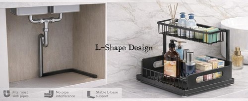 Under Sink Organizer 2 Tier, Pull Out Der Slides Under Sink Stora for - Picture 17 of 18