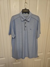 Tommy Bahama Island Zone Men Polo Shirt Size M Lt Blue Short Sleeve Pullover
