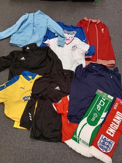 11 Piece Mixed Football Clothing Bundle Liverpool Wimbledon Scarves