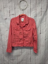 Tommy Bahama Two Palms 100 Linen Raw Edge Button Up Jacket Pink L Large