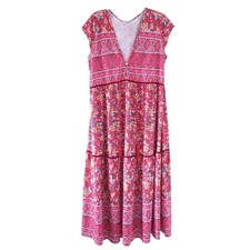 Red Floral Maxi Dress 2XL Boho Bohemiam Cottagecore Summer Dress Sleeveless
