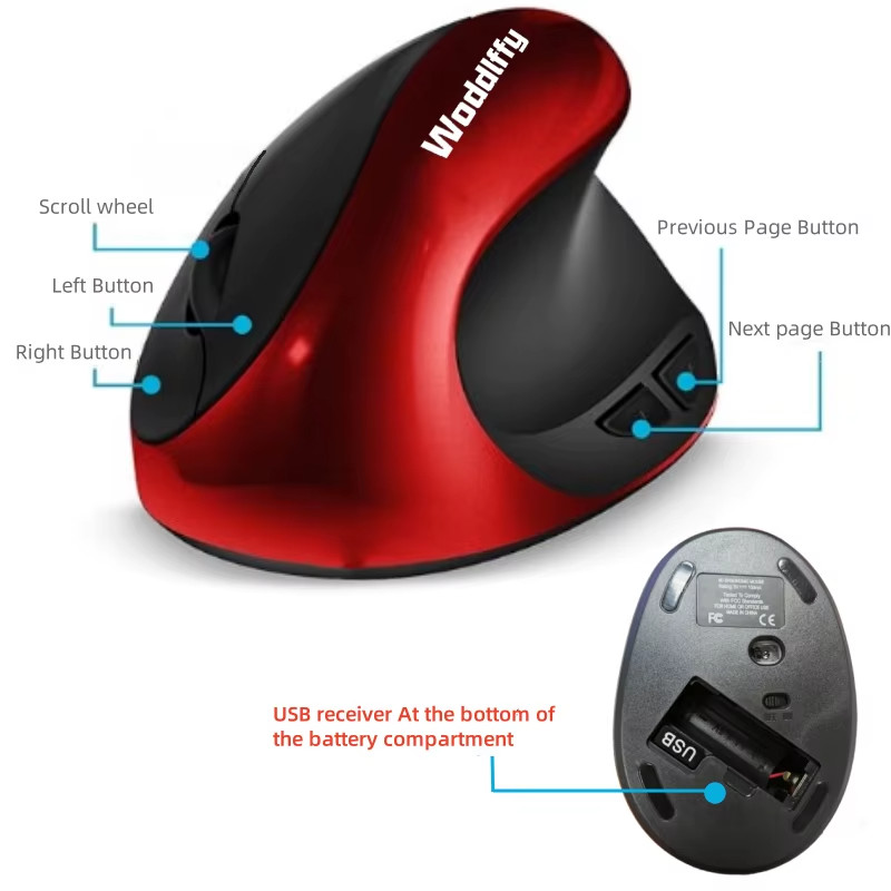 Vertical Wireless Mouse Ergonomic Gaming Mouse Optical Tracking Var Colours