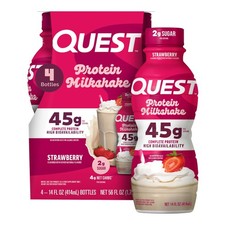 Quest Nutrition Strawberry Protein Shake, 45g Protein, 14 Fl Oz Pack of 4