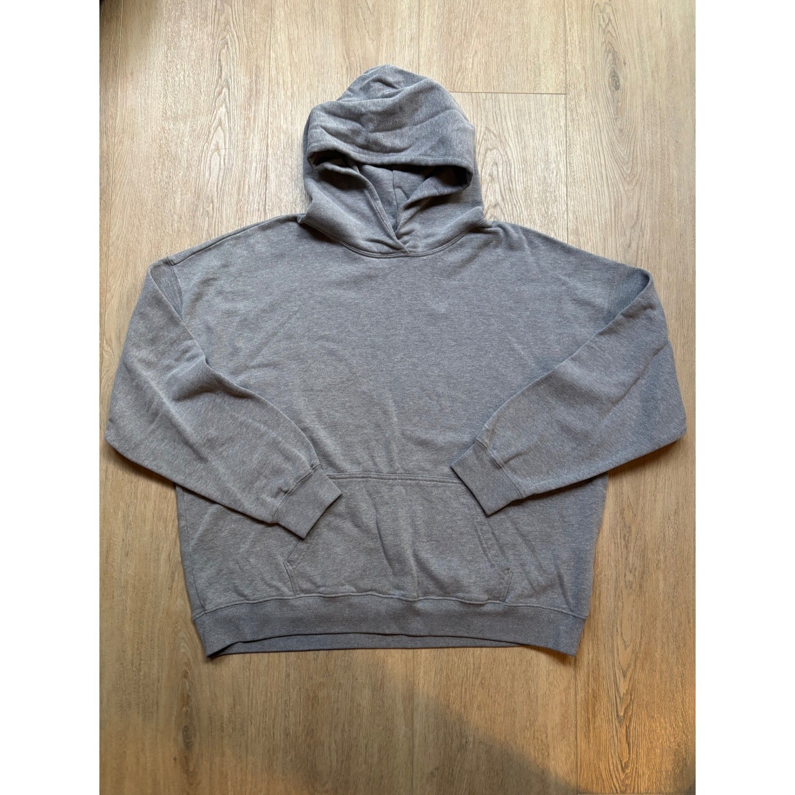 Hollister Mens Oversized Hoodie Gray Fleece Pullover Kangaroo Pocket Size L
