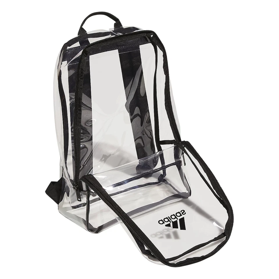 ADIDAS CLEAR 17.5 英寸 GYM 学校背包 100% TPU 袋黑色 19L PVC 免费 — 第 3/4 张图片