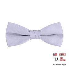 Men's Classic Pre-Tied Formal Tuxedo Bow Tie - Fits Up to 20" Neck Size Silver