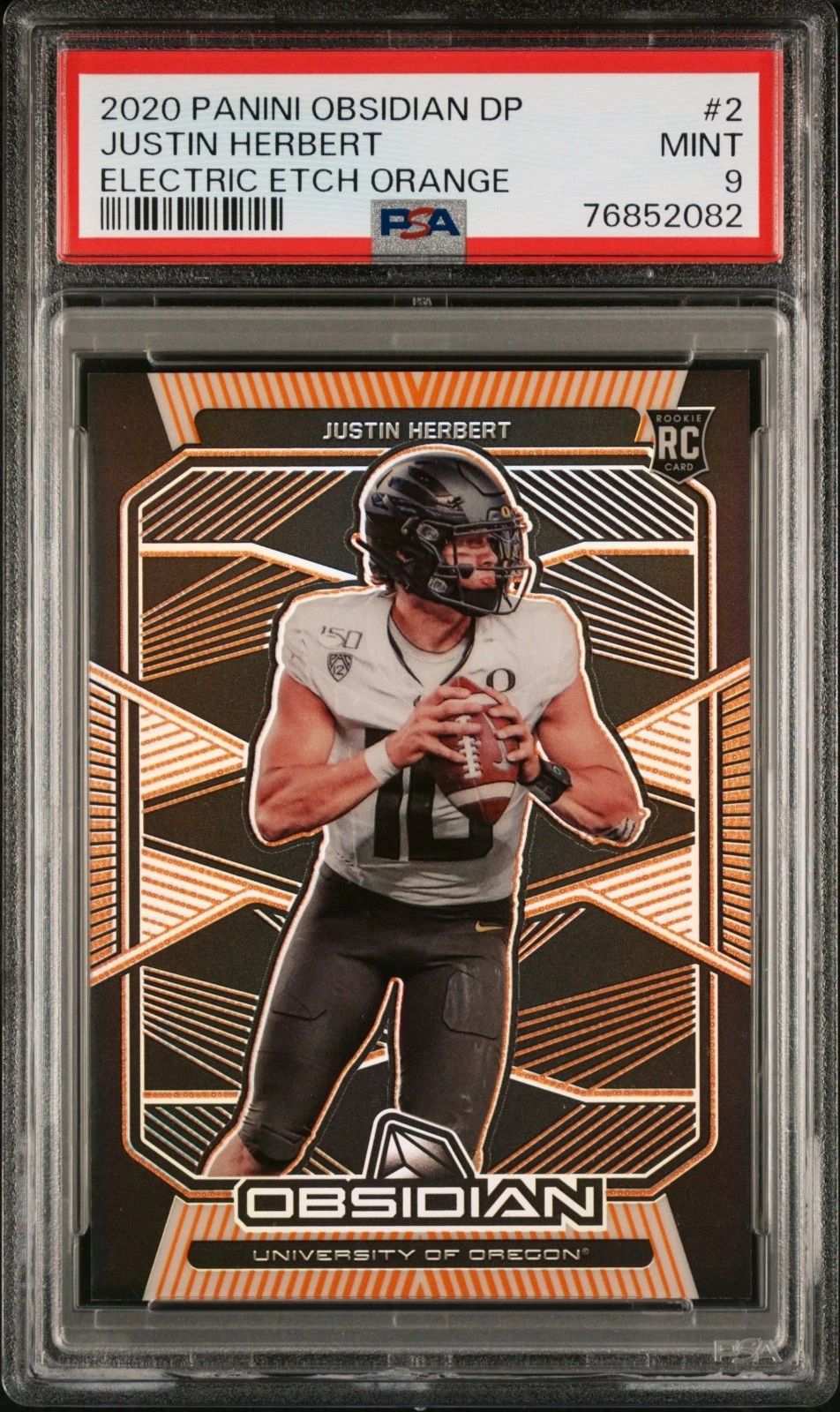 Justin Herbert Panini Obsidian Draft Picks #2 Electric Etch Orange