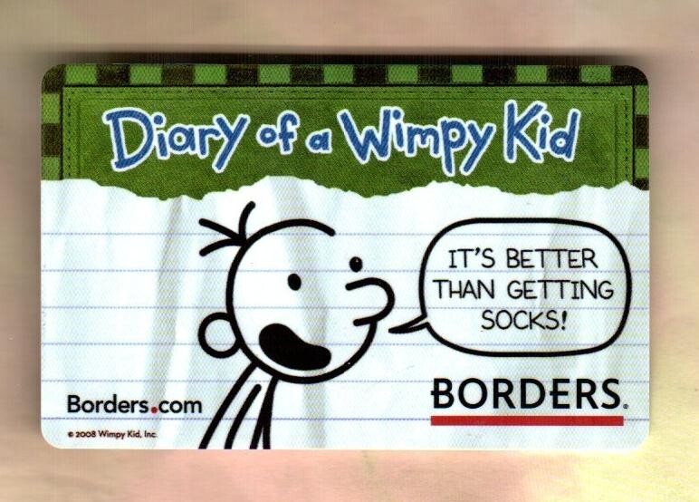 BORDERS Diary of a Wimpy Kid ( 2008 ) Gift Card ( $0 )