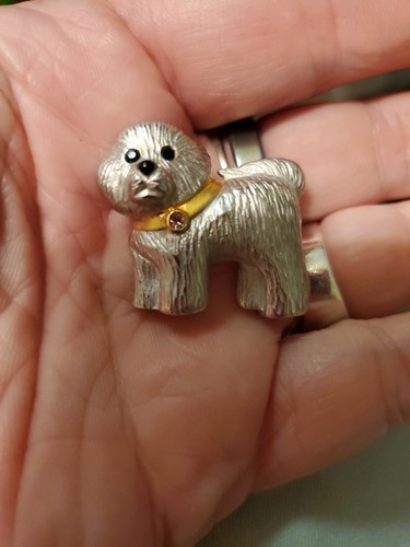 Bichon Frise Dog Pin / Brooch PD Premier Designs Silver Tone Small