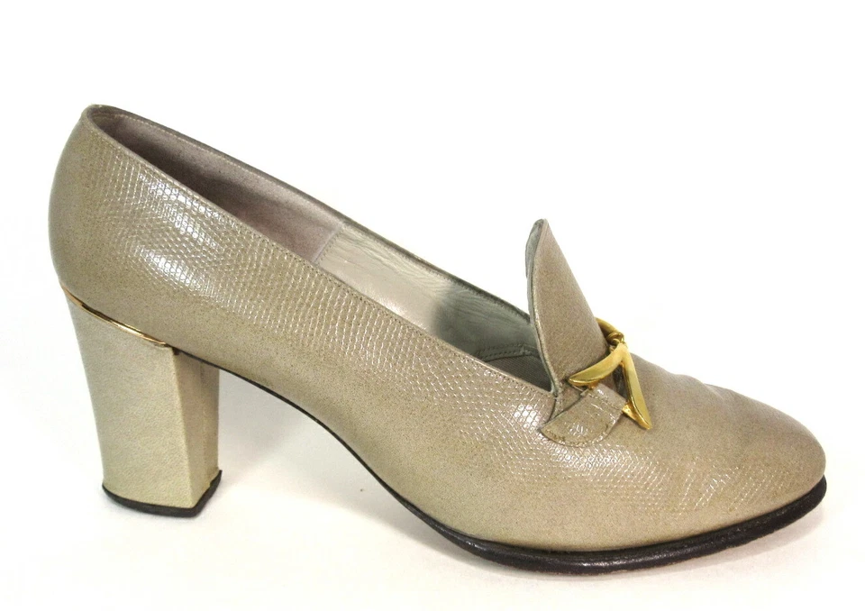 ZAPATOS David Evins I. Miller Vintage Años 60 7 Pinup Retro Hebilla MOD GoGo Borde Dorado Foto 4 de 4